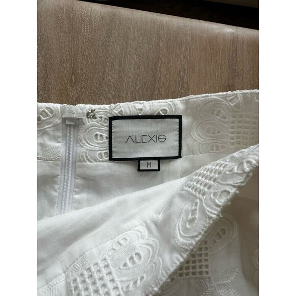 Alexis Faustine Ruffled Broderie Anglaise Cotton Midi Skirt White Medium Tiered - Picture 3 of 8